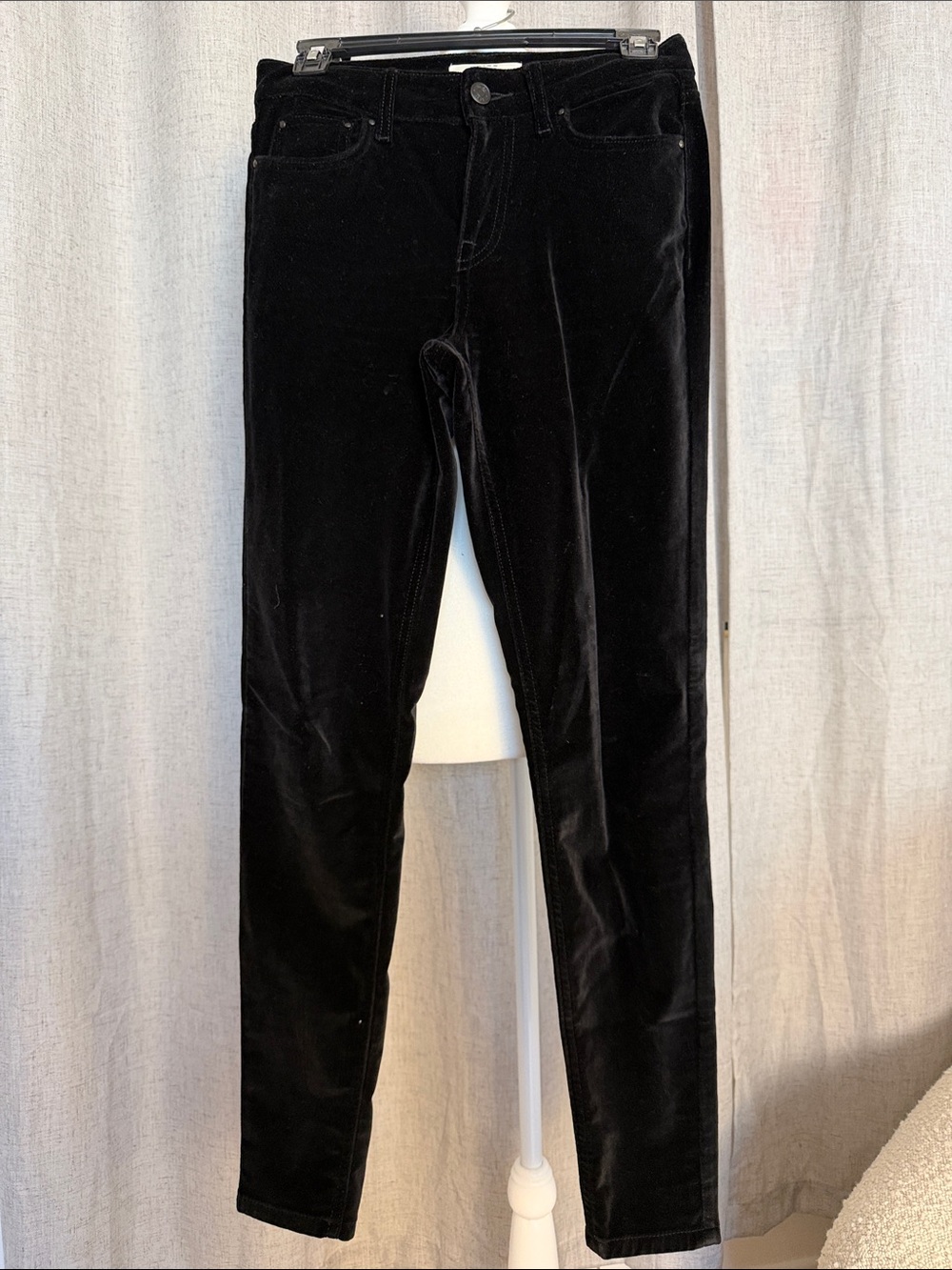 Reiss Black Velvet Slim Ankle Pants